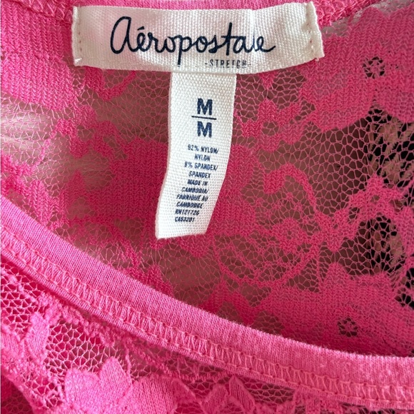 Vintage Aeropostale Woman’s Medium Sheer Pink Lace Tank Top Coverup - Picture 6 of 6